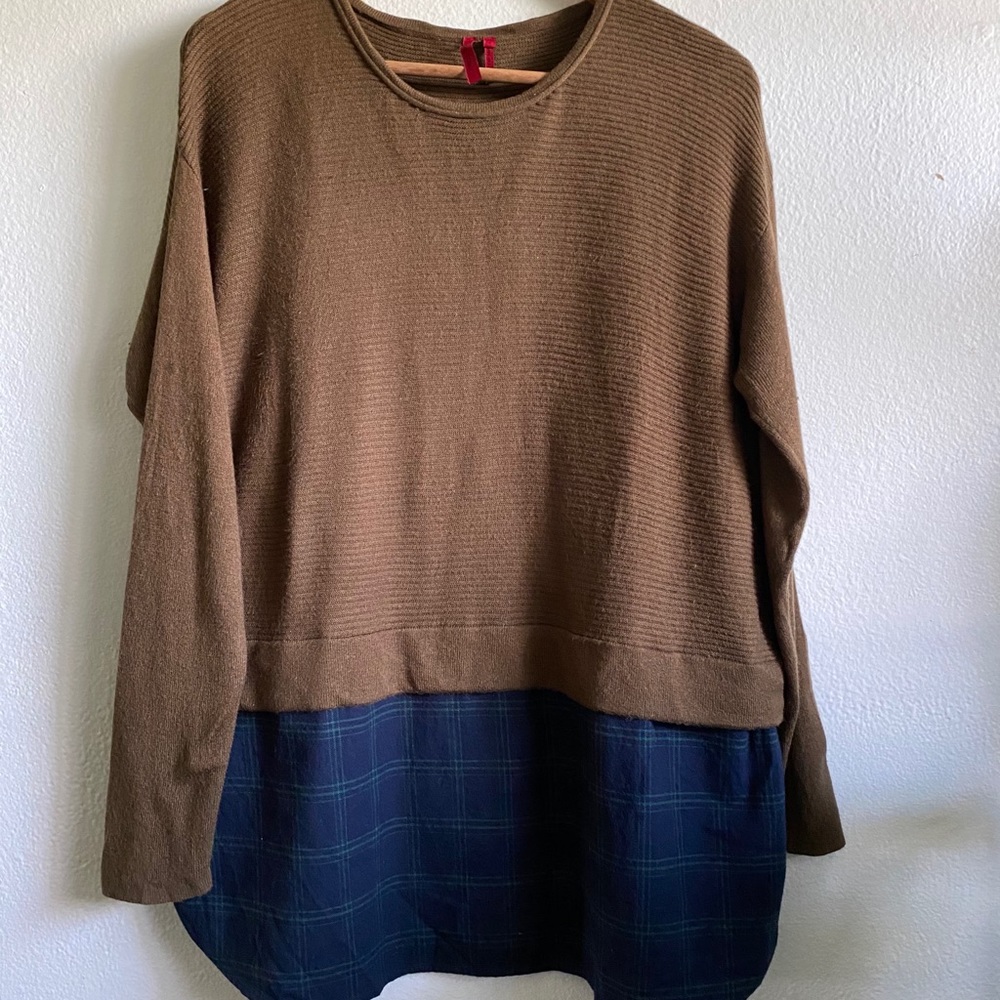 Sweater Tunic with Plaid Bottom